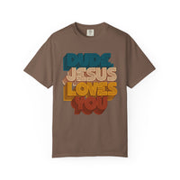 Load image into Gallery viewer, Dude, Jesus Loves You Retro Tee (Front Print)