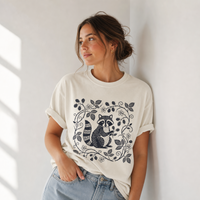 Load image into Gallery viewer, Folk Art Blackberry Raccoon Tee