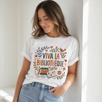 Load image into Gallery viewer, Viva La Bibliothèque Literary Folk Art Tee