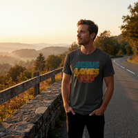 Load image into Gallery viewer, Jesus Loves You Retro Tee (Front Print)